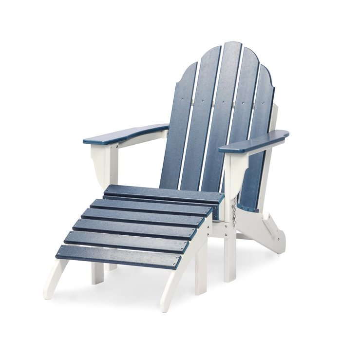 Dovecove Beverley Plastic/Resin Folding Adirondack Chair with Ottoman